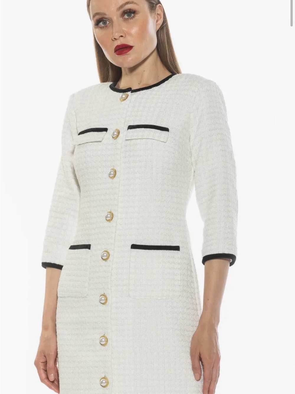 Alexia Admor Button Front Tweed Dress